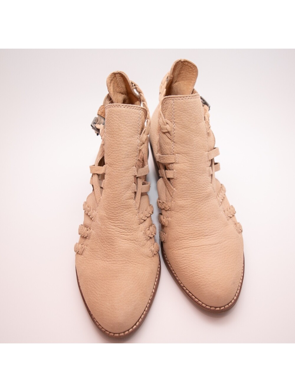 Lucky Brand Forbas Leather Cutout Booties Braided Boho Western Womens 9 - Picture 6 of 7